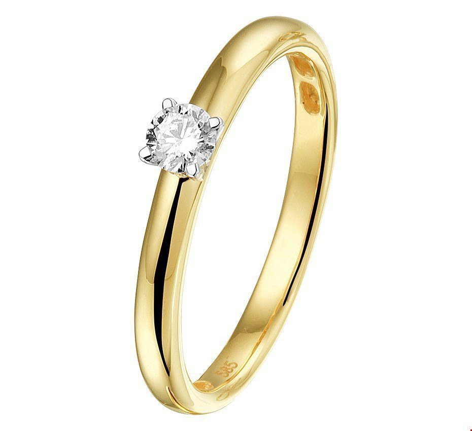 Hoorzitting schieten paar Bicolor Gouden Ring diamant 0.15ct H SI 4208376 | Quickjewels.nl